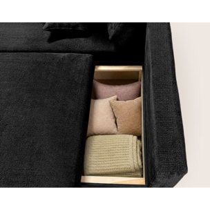 Miro - Canapé d'angle gauche 4 places convertible avec coffre en velours texturé - Gris Anthracite