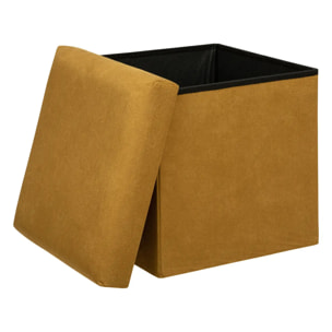 Pouf pliant "Lilou" en velours 38x38cm jaune ocre