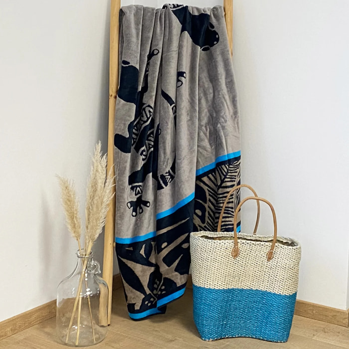 Serviette de plage éponge velours Jacquard - Escondido - 140x180cm - 400g/m²