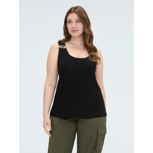 Fiorella Rubino - Top in jersey con applicazione gioiello - Nero