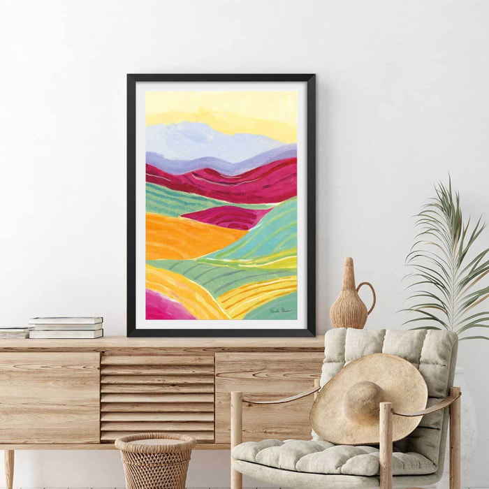 Poster color colline Affiche sous cadre noir