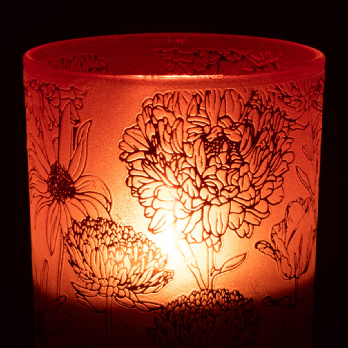J-Line photophore Fleurs - verre - rouge/or - small