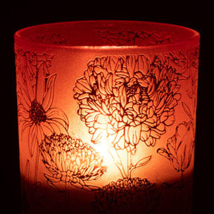 J-Line photophore Fleurs - verre - rouge/or - small
