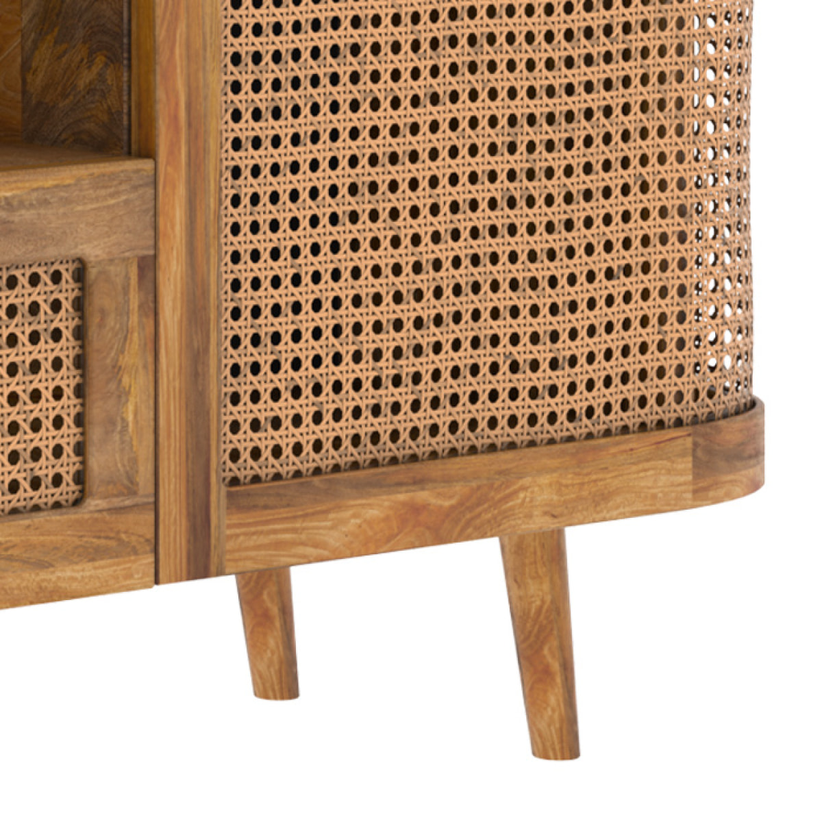 Meuble TV en bois de manguier et cannage 145 cm - Wava