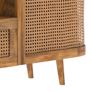 Meuble TV en bois de manguier et cannage 145 cm - Wava