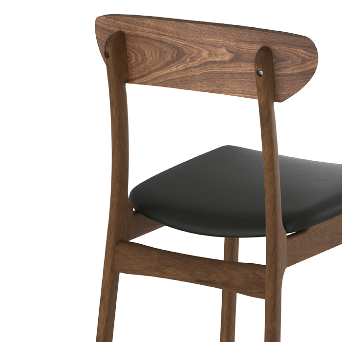 Lot de 2 chaises en cuir synthétique noir et bois foncé - Lana
