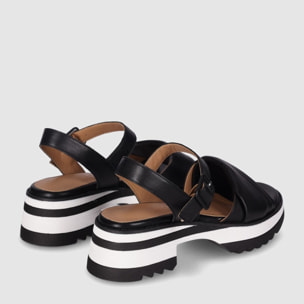 Sandalias de Piel - Negro - Tacón: 4 cm