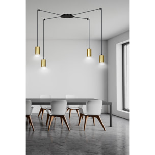 Lampada a sospensione TRAKER in acciaio nero e oro