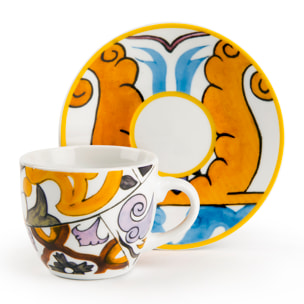 Set 6 Tasses à Café avec Soucoupes Excelsa – Lisbona, Porcelaine Multicolore