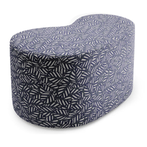 Pouf "Cordoue" en velours motif bleu marine