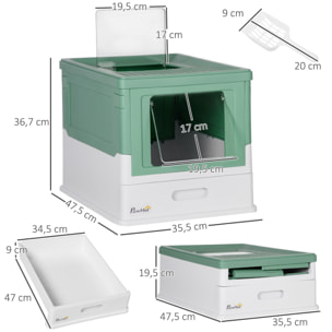 Caja Arena Plegable para Gatos con Cubierta Desmontable Bandeja 47,5x35,5x36,7cm