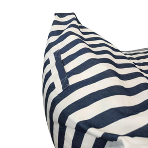 BOLOGNE Pouf d’extérieur rayé bleu déperlant - 100x65x65 cm