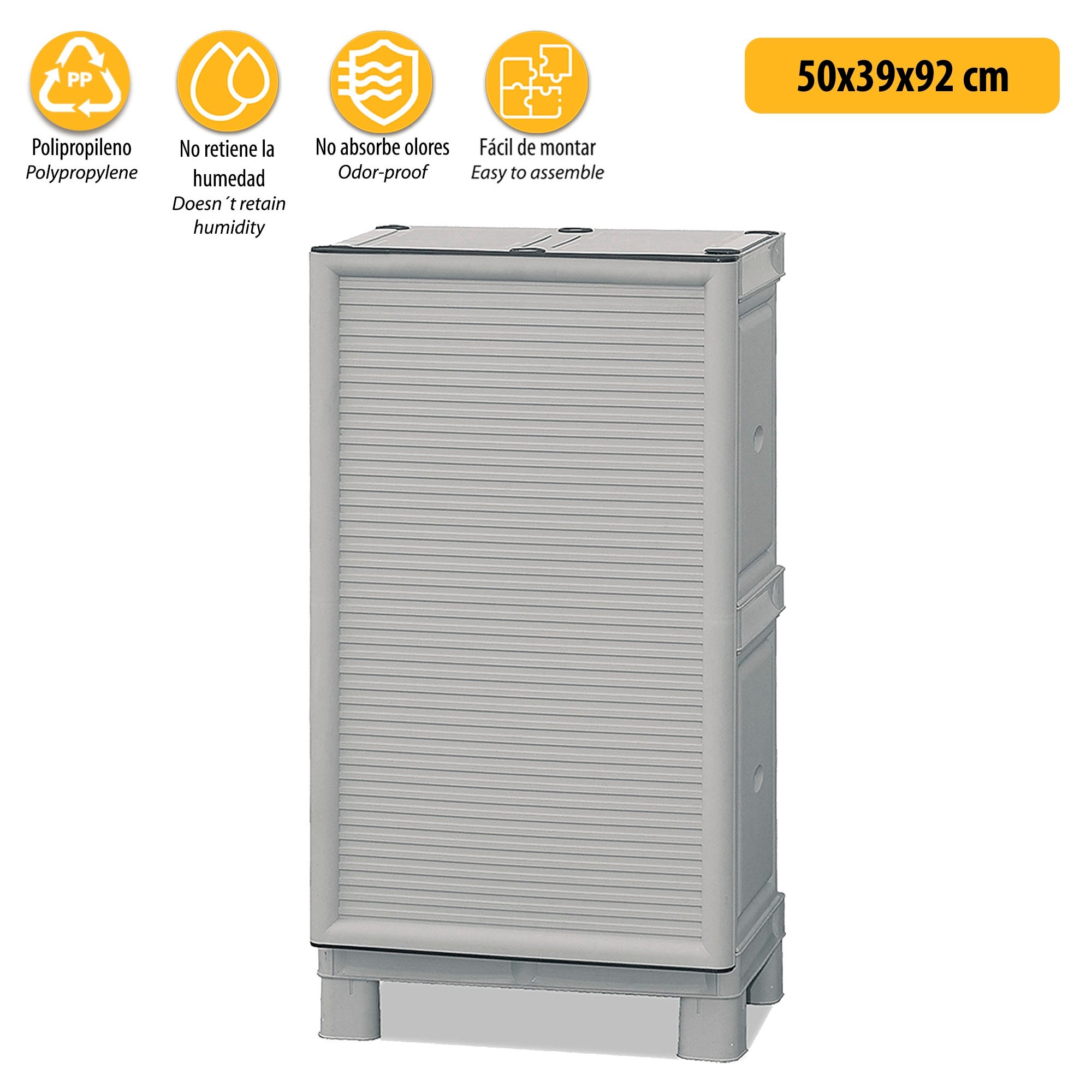 Armario de mediana altura en polipropileno, L 500 x P 390 x H 920 mm