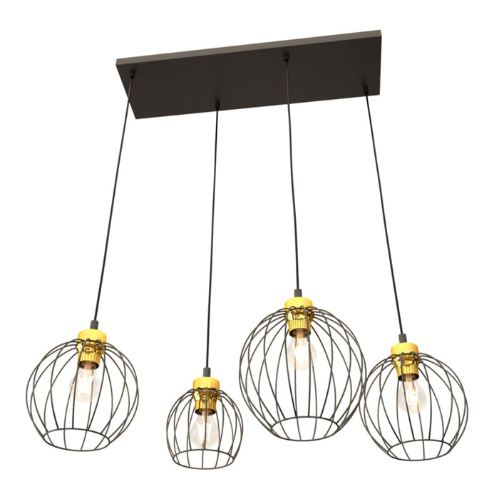 Lampada a sospensione Nando in acciaio nero e oro