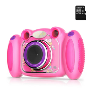 Cámara HD de 8 megapíxels para niños, con juegos, filtros y marcos creativos. Incluye micro SD de 32GB clase 10 Kingston