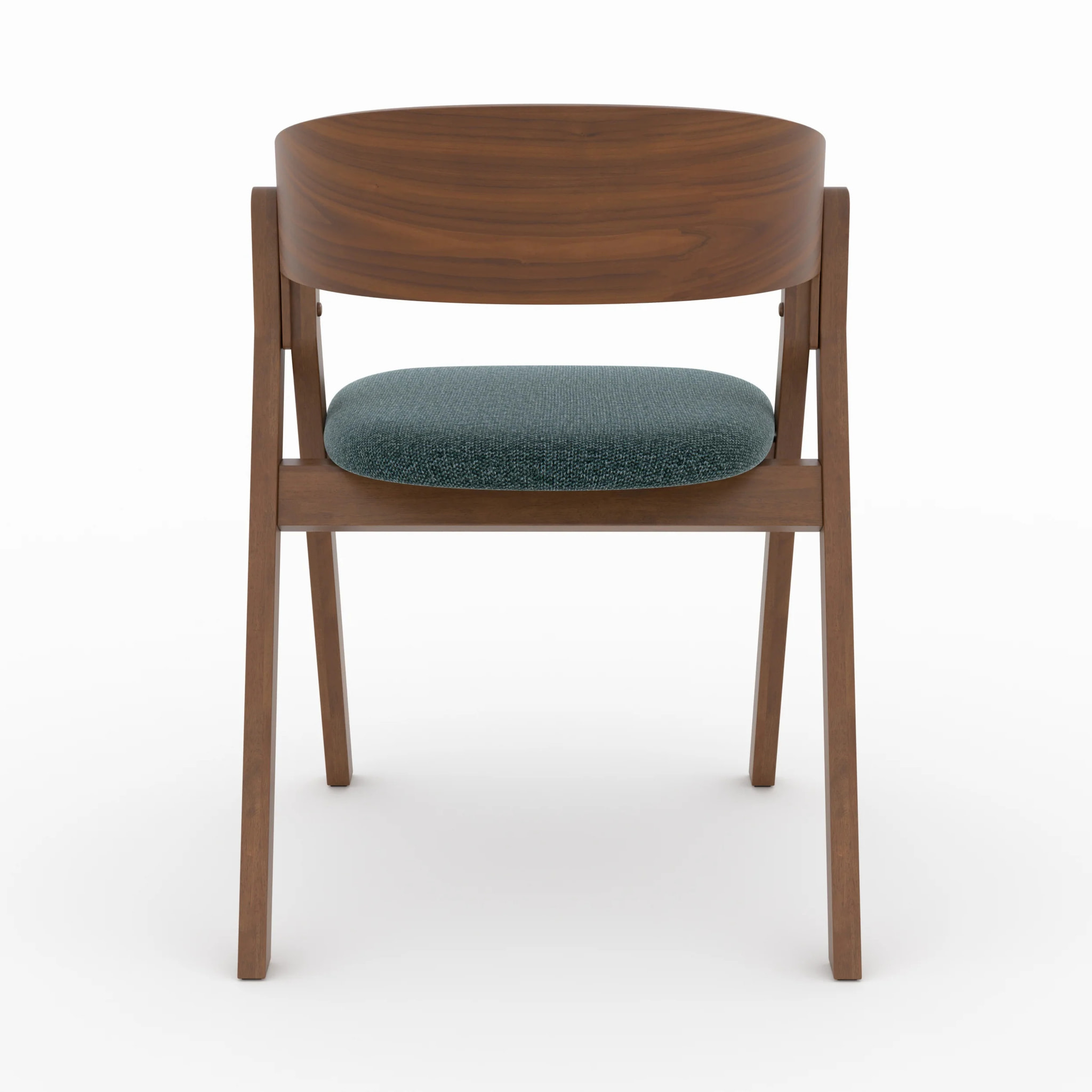 Chaise en bois d'hévéa et tissu vert chiné - Héloïse