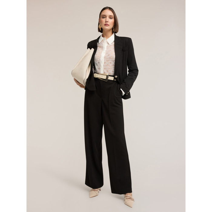 Motivi - Pantalones palazzo de tejido crepé - Negro