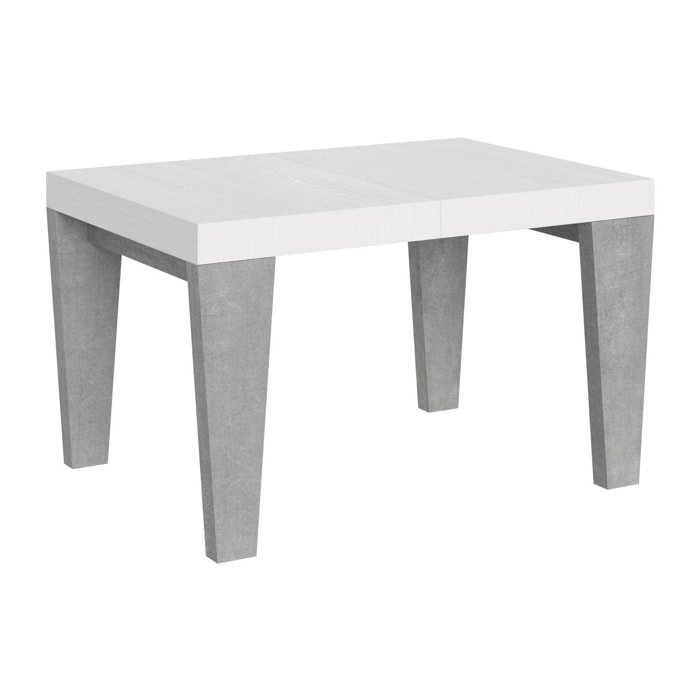 Mesa extensible 90x130/390 cm Spimbo Mix tapa Fresno Blanco patas Cemento