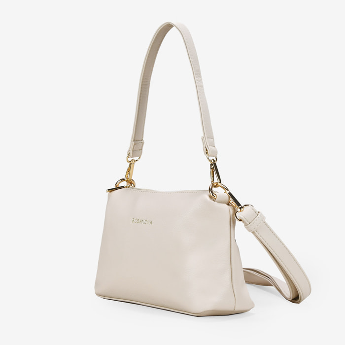 Bolso de hombro beige con cremallera