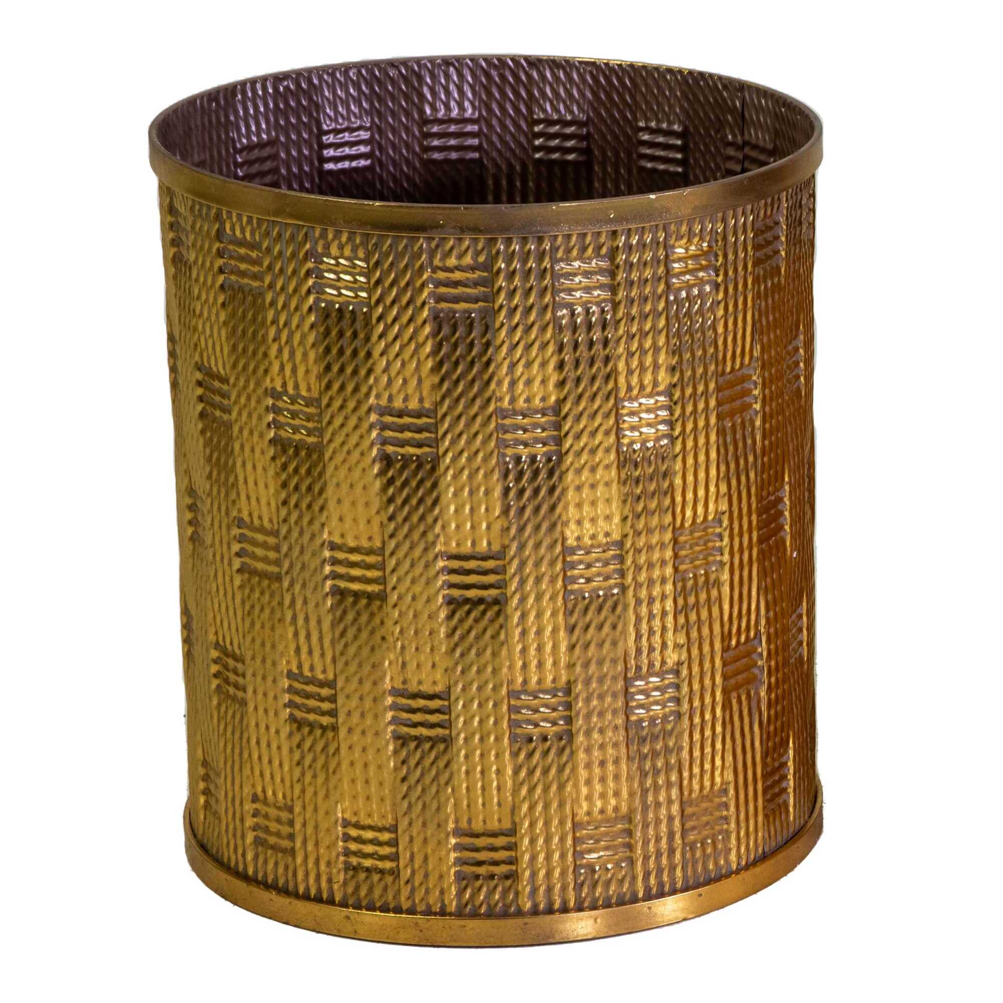 Tavolino in metallo oro con top a specchio tondo