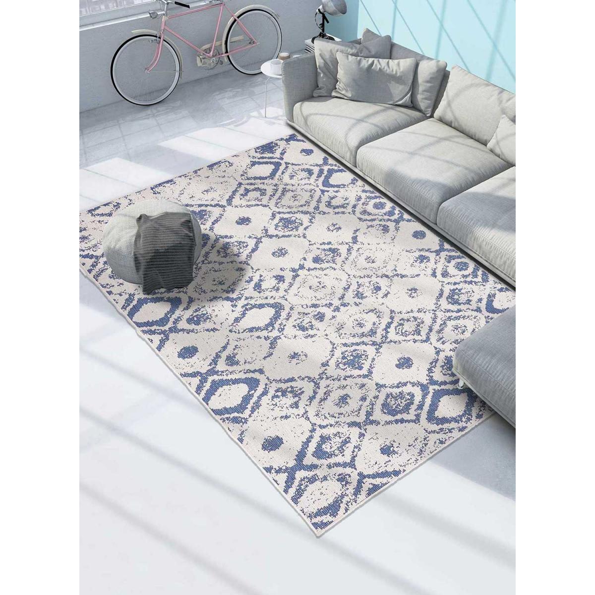 Tapis d'extérieur Reversible Culu bleu et blanc