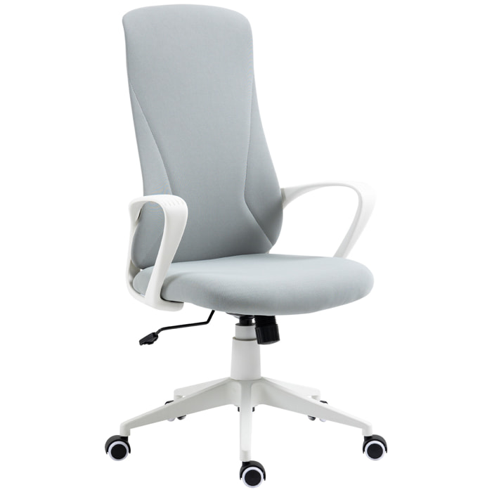 Fauteuil de Bureau ergonomique avec accoudoirs et roulettes pivotant - Fonction Inclinaison et Hauteur réglable dim. 62L x 56l x 119,5H cm - Gris clair