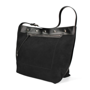 Borsa a spalla da donna Made in Italy - Modello Ardenza Pro - Pelle e Cotone - 33.0 x 35.0 x 20.0 cm