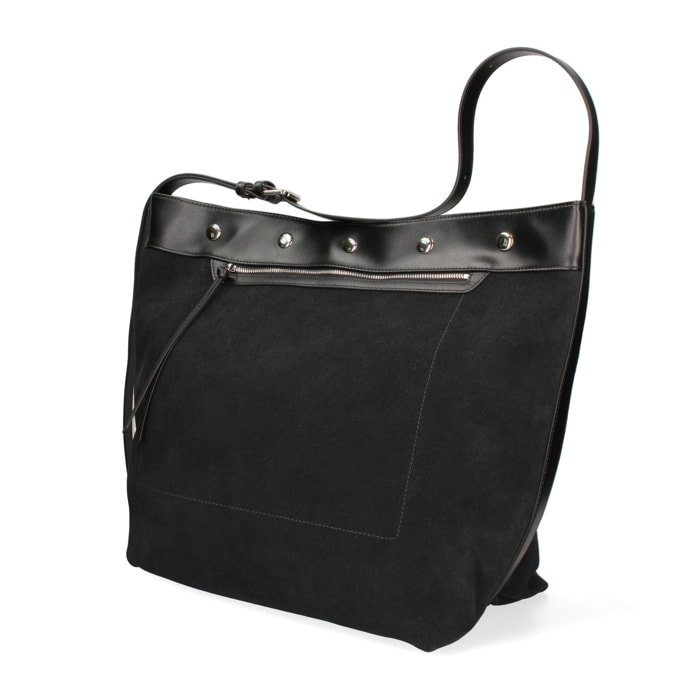 Borsa a spalla da donna Made in Italy - Modello Ardenza Pro - Pelle e Cotone - 33.0 x 35.0 x 20.0 cm