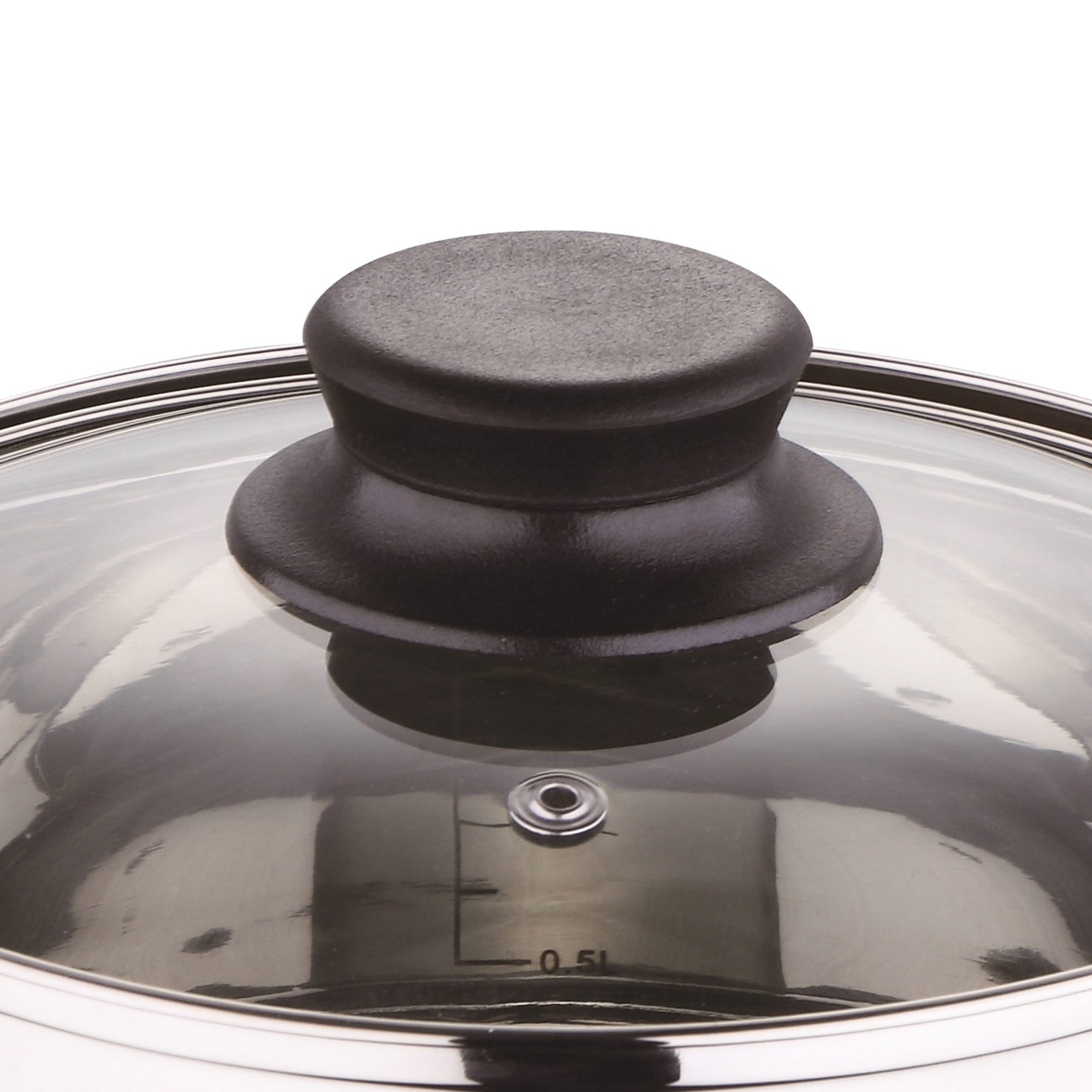 set de batería de cocina de 5pc en acero inoxidable + 3 sartenes ø16ø20ø24cm gris metalizado en aluminio prensado
