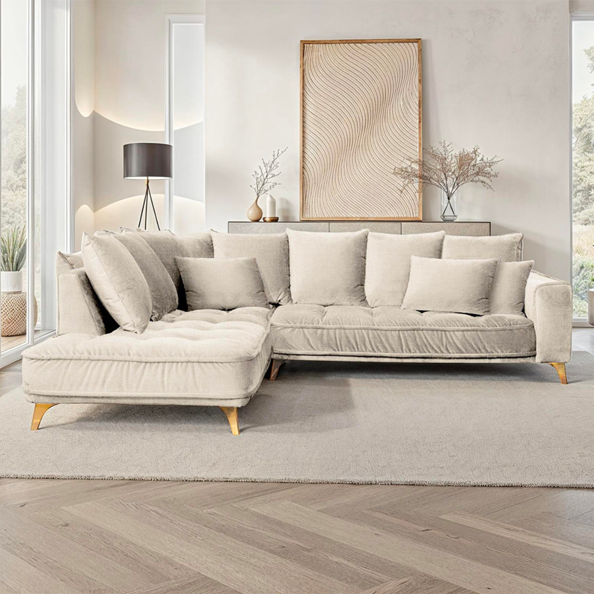 Canapé Tissu Angle Gauche Altamo - 4 Places