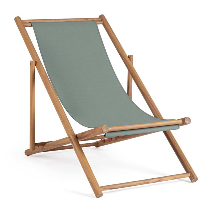 Set di sdraio MONSARAZ in legno di acacia e tessuto verde