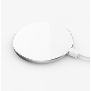 Chargeur à induction compatible avec iPhone X/XS - Blanc avec contour argent