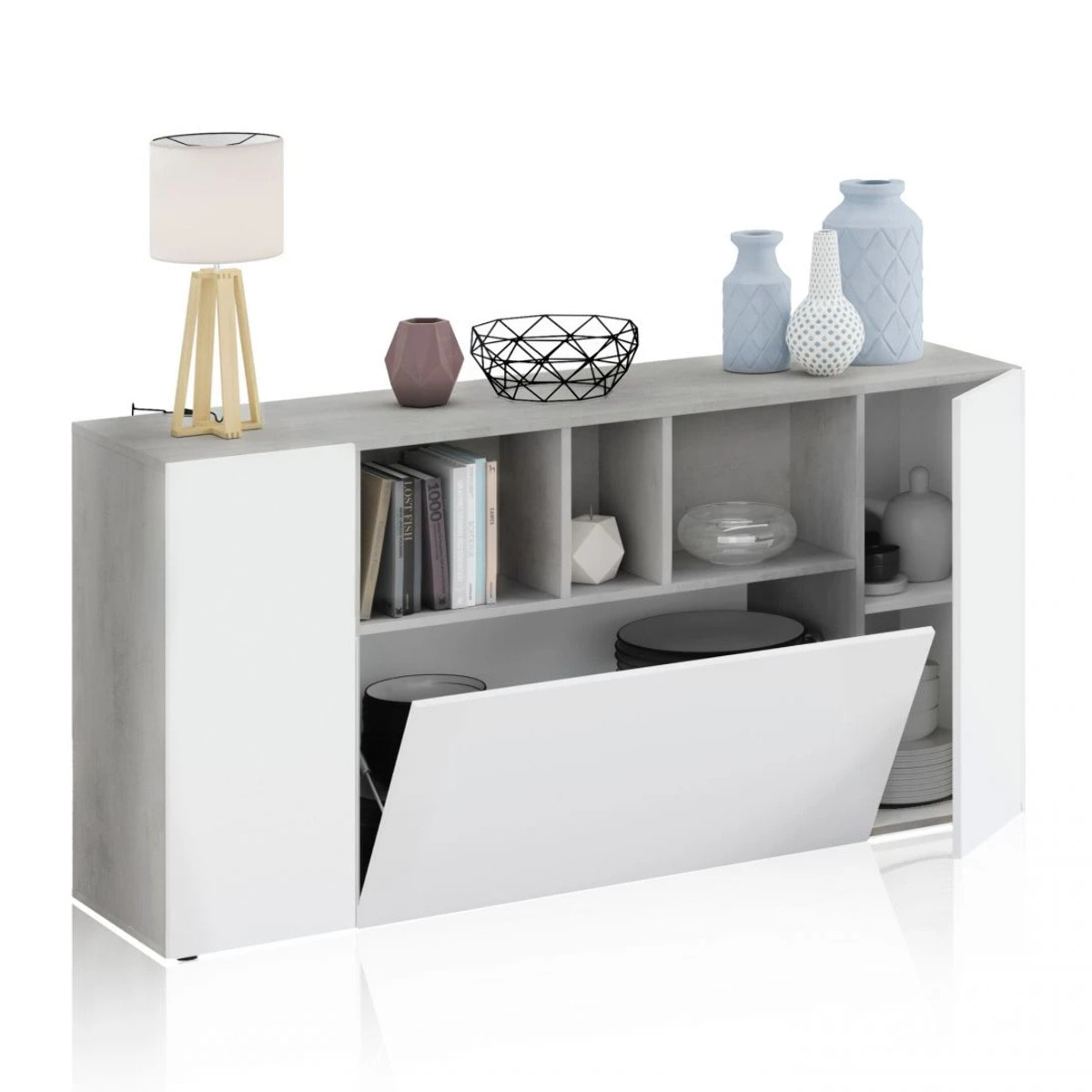 Aparador Coup Blanco Artik (Blanco Mate) - Gris Cemento