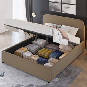 MENDOZA Lit avec coffre de rangement 140x190cm velours taupe