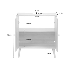 Meuble sous lavabo décor bois et cannage BOHÈME