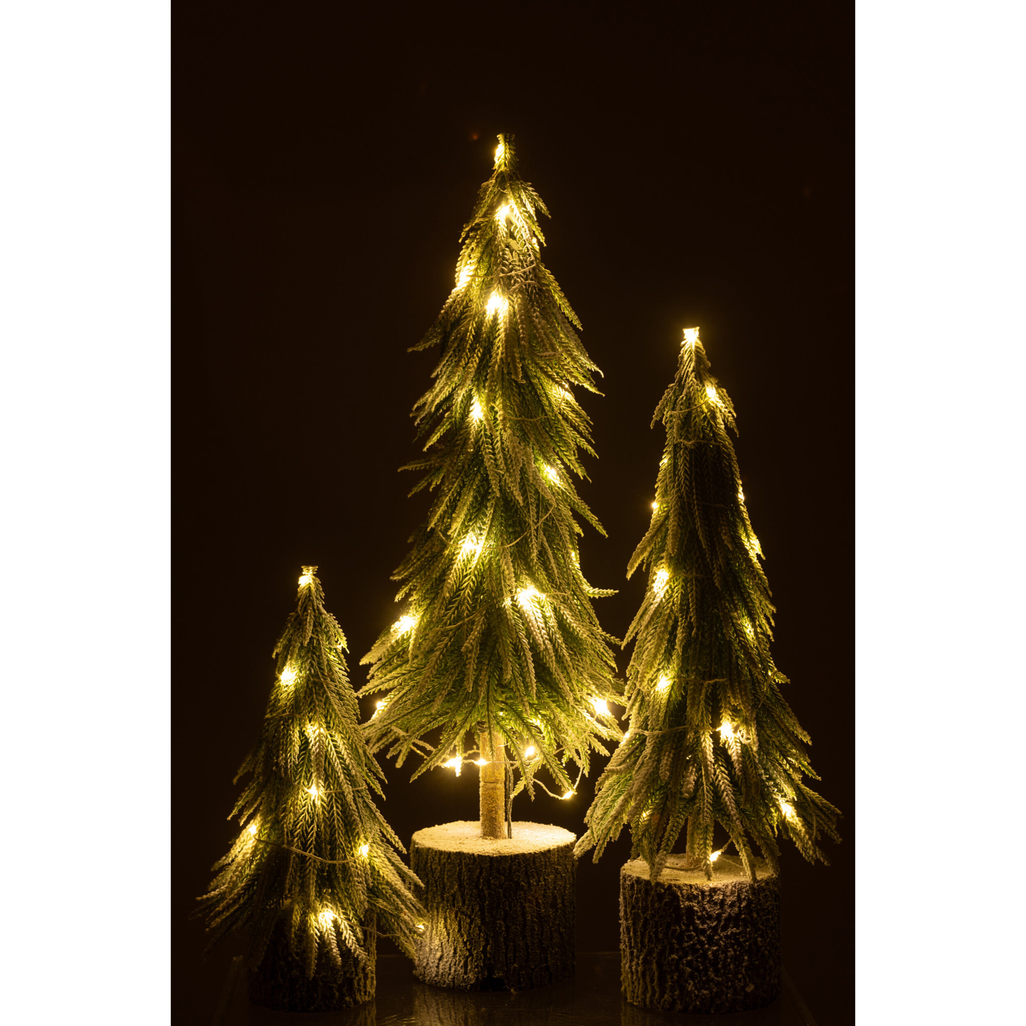 J-Line décoration sapin de Noël - neige artificiel - vert - large - LED