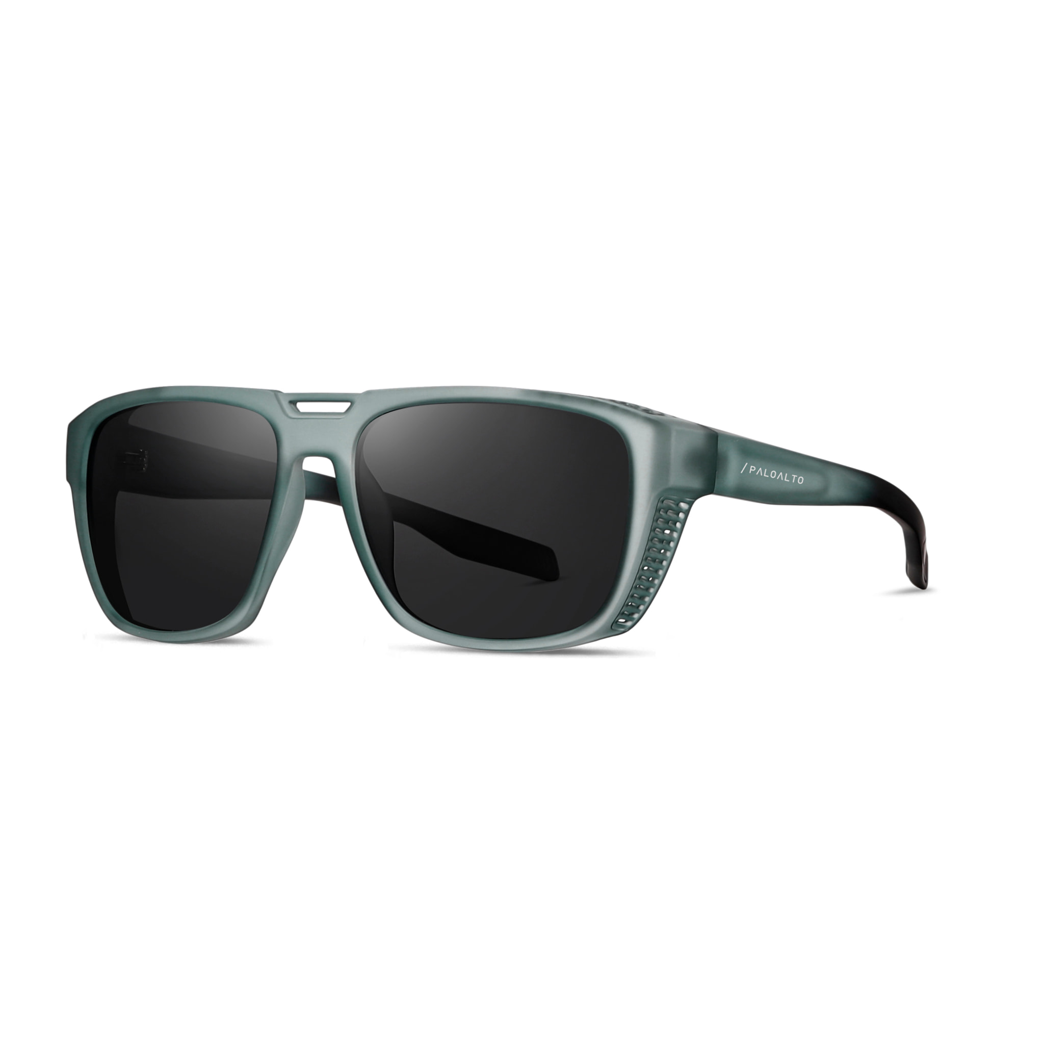 Gafas PALOALTO modelo WINGFOIL en color Montura azul mate transparente con lentes polarizadas ahumadas.