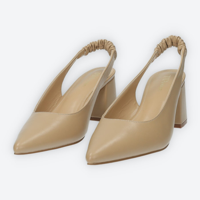 Décolleté sling back Donna Tata Italia Beige