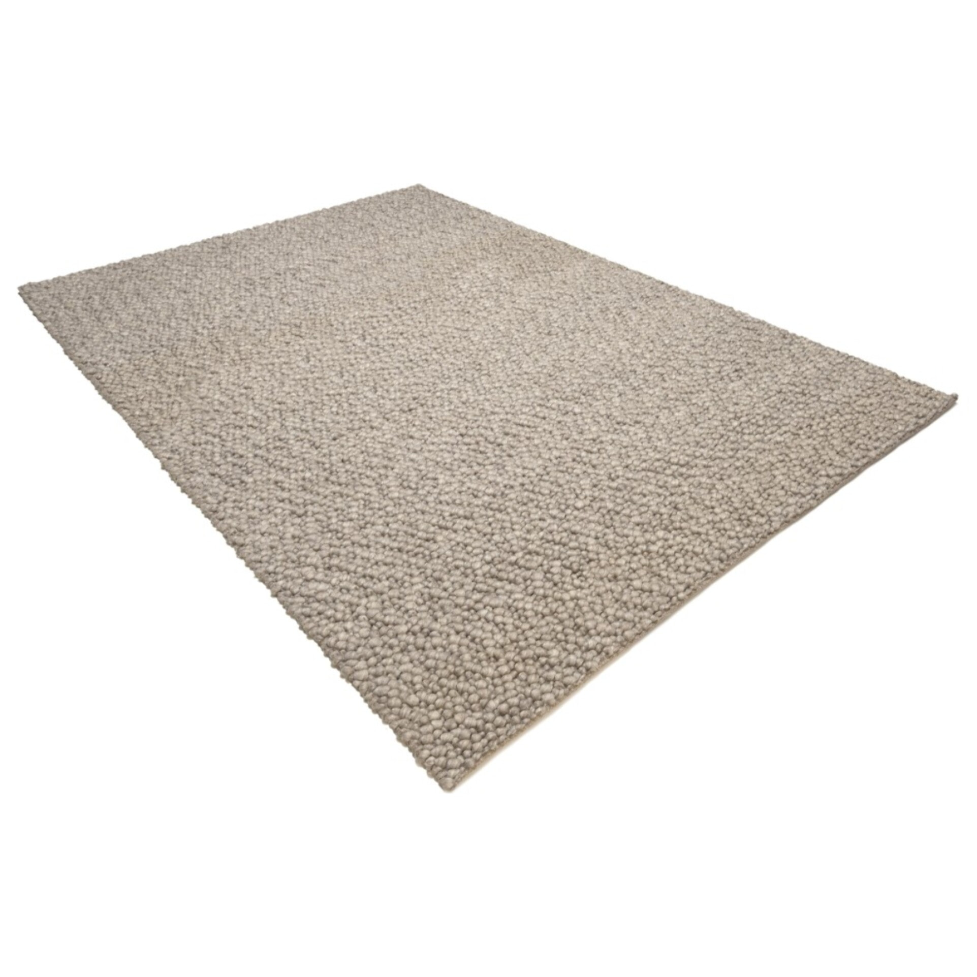 QUENTIN - Tapis rectangulaire 160x230cm en laine bouclée taupe