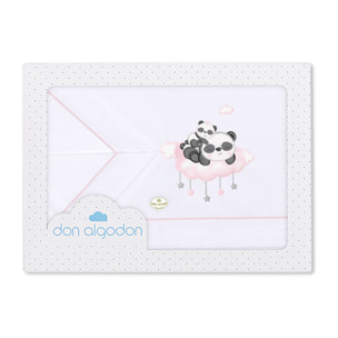 Sábanas Cuna y Kit  Peine con Cepillo de Don Algodón Panda Nube