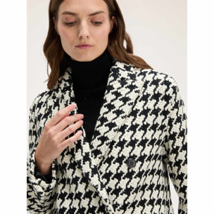 Motivi - Abrigo de malla con estampado de pata de gallo - Negro