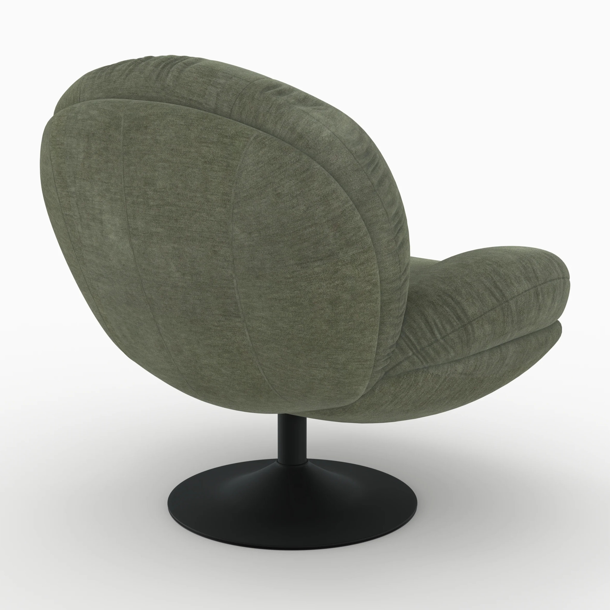 Fauteuil pivotant en tissu effet velours vert kaki - Ricci