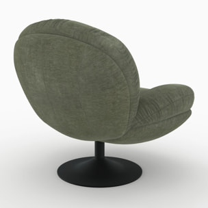 Fauteuil pivotant en tissu effet velours vert kaki - Ricci
