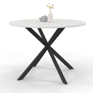 Table à manger ronde Soline Ø110cm effet terrazzo