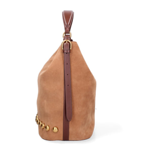 Borsa a spalla da donna Made in Italy - Modello Seraphina Plus - Pelle scamosciata - 31.0 x 31.0 x 15.0 cm