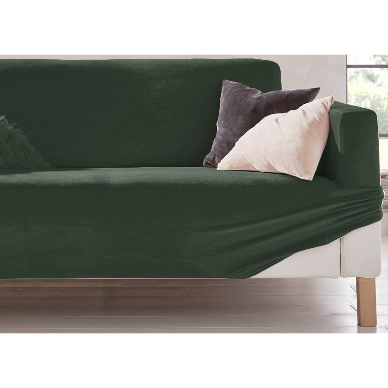Copripoltrona Elasticizzato In Tinta Unita Effetto Velluto Modello Morbidissimo Colore Verde