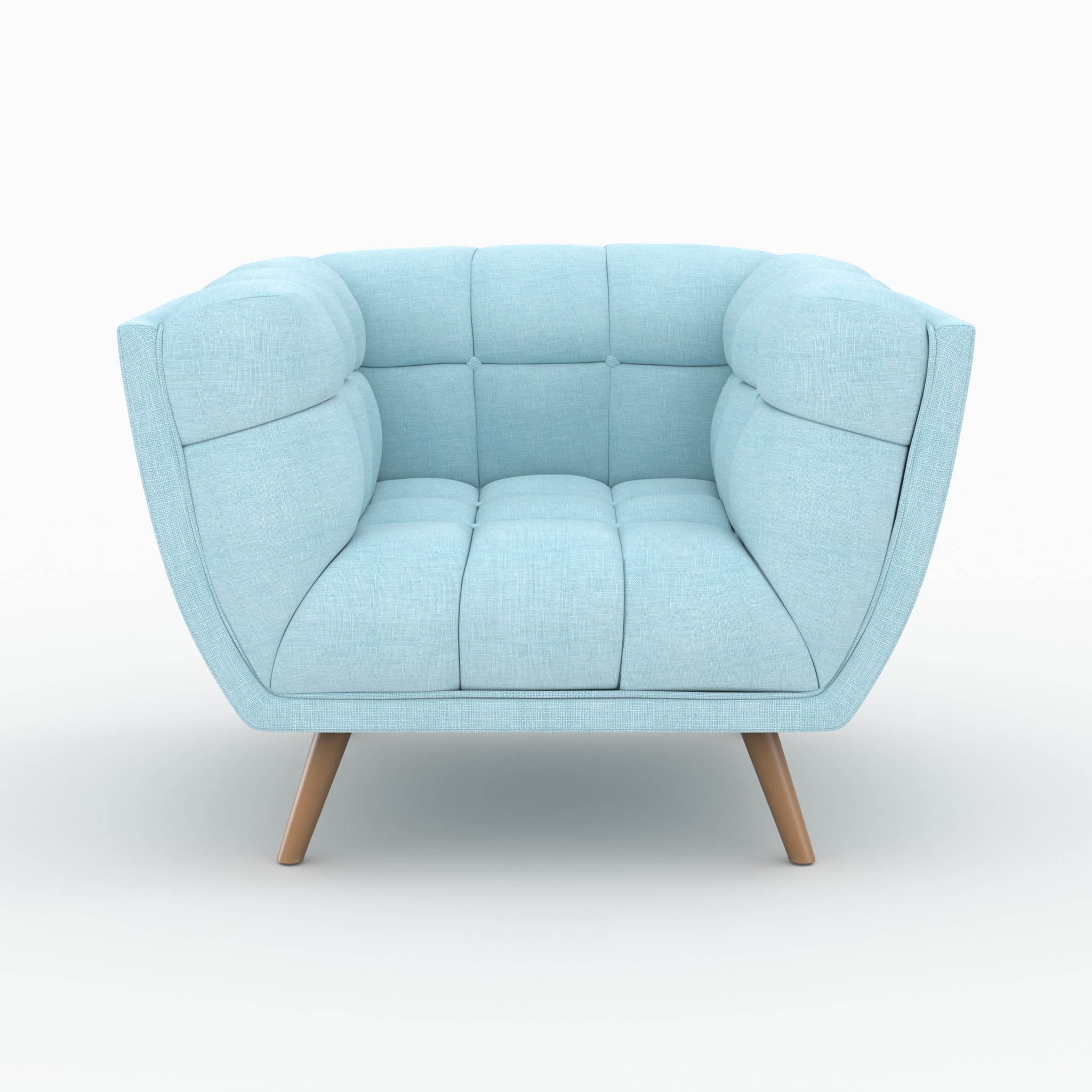 Ensemble canapé et fauteuil en tissu bleu clair 4 places - Carmen