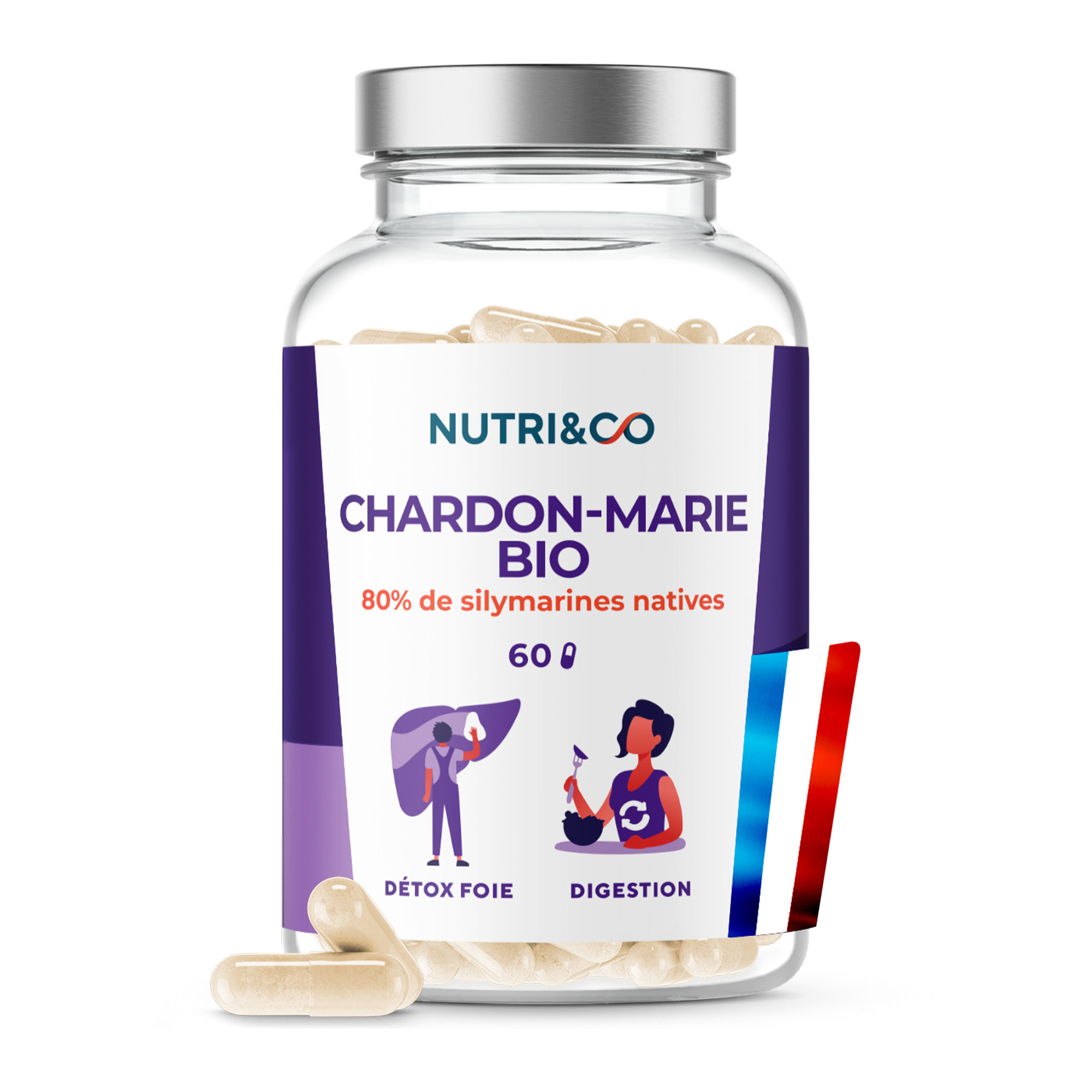 Nutri&Co Chardon-Marie BIO Détox Foie Colon Intestins - 60 gélules