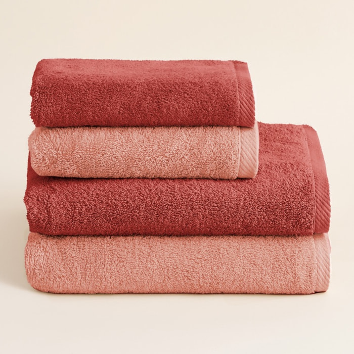 Set 2 toallas ducha + 2 toallas lavabo terracota-salmon serenity