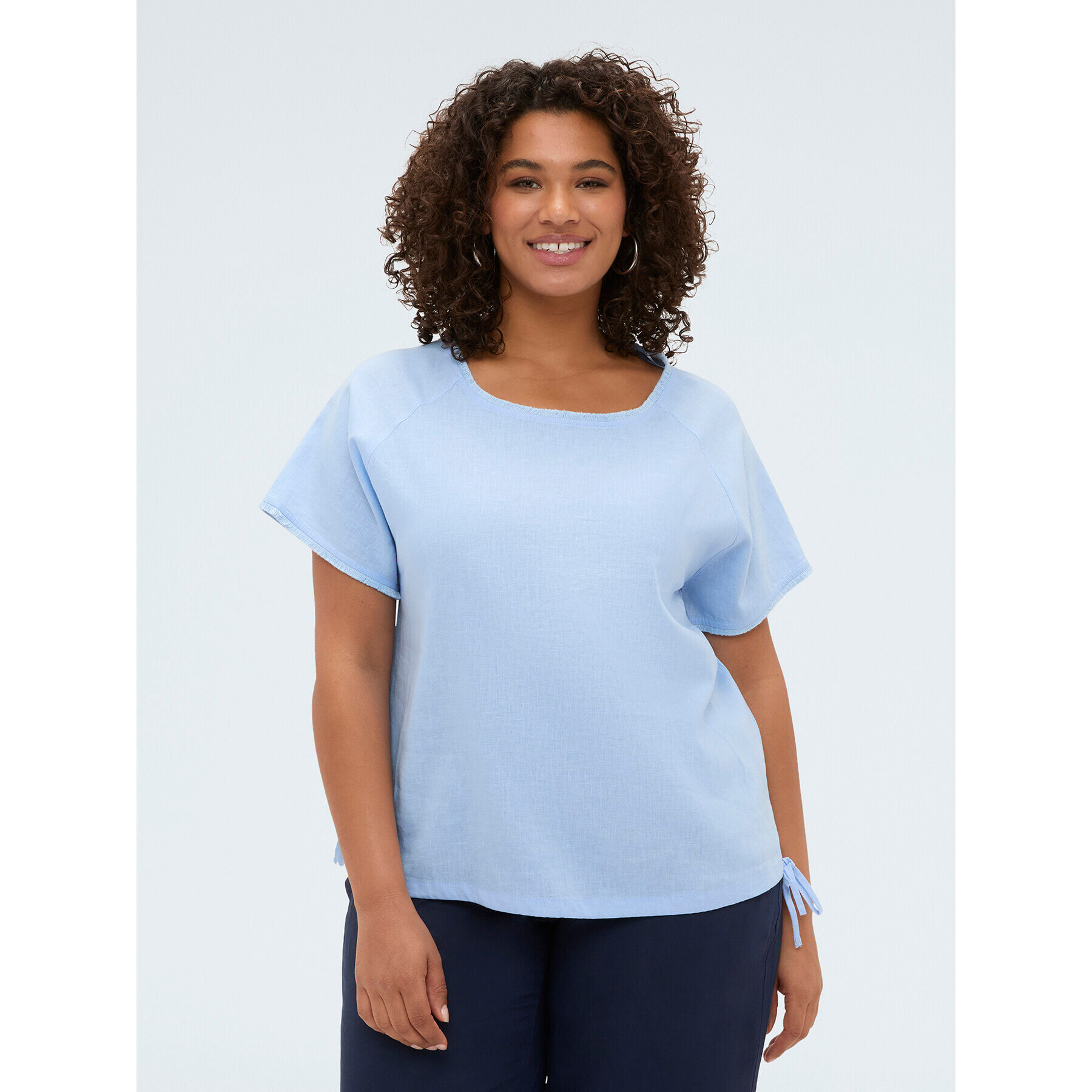 Fiorella Rubino - Camiseta de mezcla de lino - Light - blue